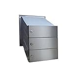 D-041 3er Edelstahl Mauerdurchwurf Briefkastenanlage mit Namensschild (Tiefe: 23-38 cm) - LETTERBOX24.de