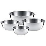 WMF Gourmet Schüsselset 4-teilig, Edelstahl Schüsseln für die Küche 0,75l - 2,75l, Rührschüssel Edelstahl, Salatschüssel, Servierschüssel, Cromargan, stapelbar