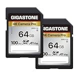 GIGASTONE 4K Kamera Pro 64GB SDXC Speicherkarte 2er-Pack mit bis zu 100 MB/s für Digitalkameras Canon Sony Olympus, 4K UHD Videoaufnahmen UHS-I U3 V30 Klasse 10