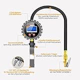 Oasser Digitaler Reifendruckmesser Reifenfüller 255 PSI Reifendruckmesser Digitaler Reifendruckprüfer US&EU Standard Anschluss Reifendruckmessgerät für Auto Motorrad Fahrrad