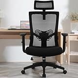 Daccormax Bürostuhl Ergonomisch, Schreibtischstuhl mit Verstellbarer Kopfstütze, Armlehnen, Lendenwirbelstütze, Drehstuhl Wippfunktion, Chefsessel aus Mesh,Rückenschonend, Bürostuhl 150kg