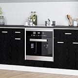 vidaXL Wandofen Schrank 60 x 46 x 81,5 cm Schwarzes Eichenholz Viel Stauraum Modernes Küchendesign Platzsparend Montage nötig Befestigung inklusive Ordnungssystem für Dein Zuhause