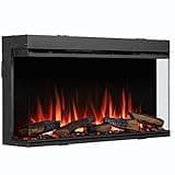 BALDERIA Athena 36" Elektrokamin - Elektrischer Einbaukamin mit Heizung - realistischer 3D-Flammeneffekt, integrierte Knisterfunktion, LED-Beleuchtung, Fernbedienung, Timer, Thermostat - Schwarz