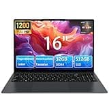 Molegar 16 Zoll Business Student Laptop mit Beleuchteter Tastatur,1920×1200 FHD IPS Display,32GB RAM 512GB SSD,AMD Ryzen3 3250U(Beats N95/N5095),1MP Webcam,WiFi,BT,HDMI,USB,Type-C,Fingerprint,Numpad