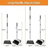 Besen und Kehrschaufel Set, Kehrmaschine und Kehrschaufel Combo mit 137cm Langem Griff für abnehmbares und klappbares Besen für die Bodenreinigung in Küche, Haushalt (BLACK)