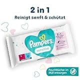Pampers Sensitive Feuchttücher 15 Packungen mit 80 Stück, 1200 Feuchttücher, ohne Duft, für eine sanfte und weiche Reinigung