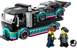 LEGO City Autotransporter mit Rennwagen, LKW-Spielzeug mit Verstellbarer Laderampe und Renn-Auto, Bauset mit 2 Minifiguren, Rennfahrer und LKW-Fahrer, Kinder ab 6 Jahren 60406