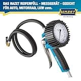 HAZET Reifenfüll-Messgerät 9041G-1 I Geeicht, ablesbar, Manometer-Messbereich: 0-10 bar, Schlauchlänge: 1000 mm, Manometer-Durchmesser: 80 mm I Reifendruck-Prüfer für Auto, Motorrad, LKW