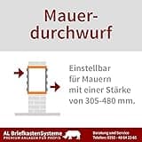 AL Briefkastensysteme 3er Briefkasten Mauerdurchwurf in V2A Edelstahl, 3 Fach DIN A4, wetterfeste Premium Briefkastenanlage Postkasten