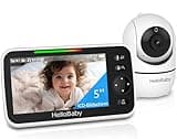 HelloBaby Babyphone mit Kamera, 3500 mAh Akku mit 5 Zoll Bildschirm, 355° Schwenken-120° Neige-Zoomen, Babyfone ohne WLAN, 2 Wege Audio, Temperatur, 8 Schlaflieder, Nachtsicht