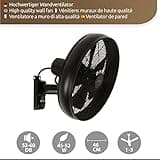 LUCCI AIR Breeze Wandventilator mit Fernbedienung, Stahl, Schwarz