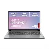 Lenovo IdeaPad 1 Laptop | 15.6" Full HD Display | AMD Ryzen 5 | AMD Radeon Grafik | 16GB RAM | 512GB SSD | Windows 11 Home | QWERTZ | Cloud grau | 3 Monate Premium Care