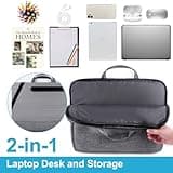 CloudTrip Laptop-Schreibtisch, passend für Laptops bis zu 15,6 Zoll (39,6 cm) mit Kissen, mit Anti-Rutsch-Streifen und Laptop-Tasche, Zuhause, College, Büro, Studenten, als Computer-Laptop-Ständer,