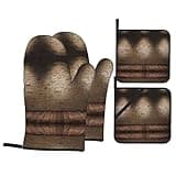 Lights hit The Brick Wall Print Heat Oven Mitts and Pot Holders,Kitchen Resistant Microwave Gloves for Baking,Cooking, BBQ