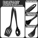 Wildone 15-teiliges Silikon Küchenutensilien-Set, Hitzebeständig, Spülmaschinenfest, Antihaftbeschichtet (Schwarz)