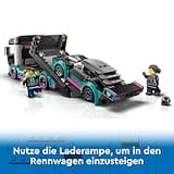 LEGO City Autotransporter mit Rennwagen, LKW-Spielzeug mit Verstellbarer Laderampe und Renn-Auto, Bauset mit 2 Minifiguren, Rennfahrer und LKW-Fahrer, Kinder ab 6 Jahren 60406