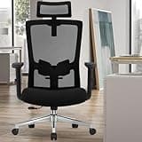 Airchros Bürostuhl Ergonomisch, Ergonomischer Bürostuhl mit Verstellbarer Lendenwirbelstütze, Armlehnen und Kopfstütze, Drehstuhl Bürostuhl 150 kg, Schreibtischstuhl Chefsessel Wippfunktion bis 135°