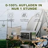 ALLPOWERS Solargenerator R600, 299WH LiFePO4 Batterie, 2x 600W (1200W Spitze) AC Ausgang Tragbare Powerstation mit 100W Solarpanel, Mobile Stromversorgung für Garten Reise Camping Wohnmobil Notfall