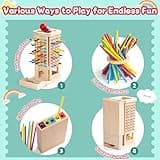 Akokie Montessori Spielzeug ab 3 Jahre Spiele ab 3 4 5 Jahren 3-IN-1 Brettspiele Lernspiele ab 4 Jahre mit 40 Holzstäbe, Aufbewahrungsbox Klassifizierung Farblernturm Kinderspiele Reisespiele Kinder