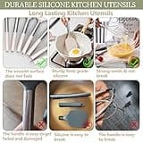 Umite Chef Küchenutensilien-Set, 15-teilig, Silikon, hitzebeständig, antihaftbeschichtet, BPA-frei, Edelstahl-Griff, Pfannenwender, Löffel, Zange, Schneebesen, Kochgeschirr