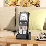 Easyfone T6 4G Seniorenhandy mit Große Bildtasten Mobiltelefon für Senioren ohne vertrag mit Notruftaste und Ladestation (Schwarz)