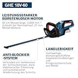 Bosch Professional 18V System Akku-Heckenschere GHE 18V-60 (bürstenloser Motor, Schnittkapazität von 20 mm)