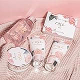 BODY & EARTH Geschenkbox für Frauen-5 tlg. Rose Geschenkset Frauen, Duschgel, Körperbutter, Handcreme, Bodylotion, Geburtstagsgeschenk, Geschenke für Freundin, Valentinstagsgeschenke
