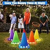 VATOS Light Up Wurfspiele Outdoor Spiele Gartenspiele für Kinder 3 4 5 6 Jahre, Ball & Ring & Bean Bag Toss Spiel Set, Wurfspiel Gartenspielzeug Spiele für Draussen Outdoor Spiele Spielzeug für Kinder