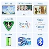 TABWEE T80 Android 15 Tablet 10 Zoll HD-IPS Display, 18 GB RAM + 128 GB ROM (2 TB TF), Quad-Core, 6000 mAh, 5G WLAN, GPS, Inkl. Tablet mit Tastatur, Maus & Stift, 2 Jahre Garantie