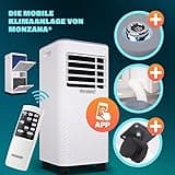 Monzana® lokale Klimaanlage MZKA2600 WiFi App Mobil Fensterabdichtung Abluftschlauch 9000BTU 4in1 1000W 30qm Fernbedienung Luftentfeuchter Klimagerät