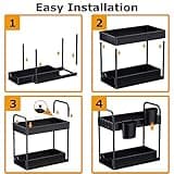 GEMWON Küchen Organizer, 2 Etagen Unter Waschbecken Regal mit 4 Haken &2 Tassen, Spülschrank Organizer, Badezimmer Organizer, Schrank Organizer, Ordnungssystem für Küche,Haushalt & Wohnen