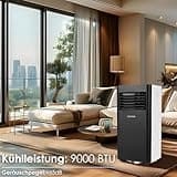 Echos Klimaanlage 3in1 WIFI mobil Fensterabdichtung mit Abluftschlauch 24h Timer Fernbedienung 9000 BTU 3 Modi Aircooler Klimagerät mobile Klimaanlage Air Cooler Klima Anlage Air Conditioner