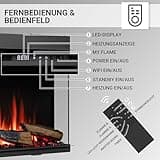 BALDERIA Athena 36" Elektrokamin - Elektrischer Einbaukamin mit Heizung - realistischer 3D-Flammeneffekt, integrierte Knisterfunktion, LED-Beleuchtung, Fernbedienung, Timer, Thermostat - Schwarz