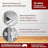 AL Briefkastensysteme 3er Briefkasten Mauerdurchwurf in V2A Edelstahl, 3 Fach DIN A4, wetterfeste Premium Briefkastenanlage Postkasten