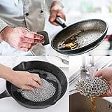 Ringreiniger Dutch Oven, Gusseisen Reiniger, Grill Bürste Reinigungsset, 316 Edelstahl Kettenschrubber, Topfreiniger mit Schaber, BBQ Dutch Oven Zubehör für Gusseisen Pfannen, Töpfe, Grillpfannen,Woks