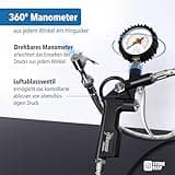 Reifenfüller mit Manometer [inkl. Adapter & Ersatzkappen] – Reifendruckfüller für Werkstatt, Auto und Fahrrad – Reifenfüller mit Schlauch und Luftdruckprüfer für Kompressor