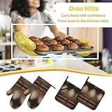 Lights hit The Brick Wall Print Heat Oven Mitts and Pot Holders,Kitchen Resistant Microwave Gloves for Baking,Cooking, BBQ