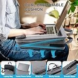 CloudTrip Laptop-Schreibtisch, passend für Laptops bis zu 15,6 Zoll (39,6 cm) mit Kissen, mit Anti-Rutsch-Streifen und Laptop-Tasche, Zuhause, College, Büro, Studenten, als Computer-Laptop-Ständer,
