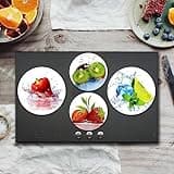 Walarky Colorful Fruits Round Metal Hob Covers 4 Pieces White Hob Covers Electric Stove Top Burner Gas Series Oven Protector Kitchen Utensils Accessories Dining Room Hob Decorative