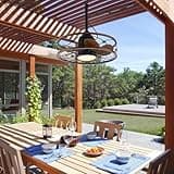 Deckenventilator mit Beleuchtung und Fernbedienung IP65 Wasserdicht Aussen Ventilator Deckenleuchte Leise Dimmbar Ventilator Deckenlampe Retro Käfig Fan mit Licht für Wohnzimmer Schlafzimmer Esszimmer