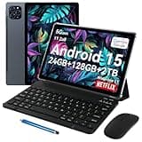 TABWEE T90 Android 15 Tablet mit Tastatur - Gemini AI, 24GB RAM+128GB ROM, Octa Core T615, Gaming Tablet 11 Zoll, 1920x1200 FHD+IPS, 8000mAh Akuu, 13MP+5MP KI Kamera, 5G WiFi, Widevine L1, GPS