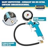 HAZET Reifenfüll-Messgerät 9041-1 I Manometer-Messbereich: 0-12 bar, Schlauchlänge: 400 mm, Manometer-Durchmesser: 63 mm I Reifendruck-Prüfer für Auto, Motorrad, Lkw uvm.