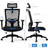 Daccormax Bürostuhl Ergonomisch, Schreibtischstuhl mit Verstellbarer Kopfstütze, Armlehnen, Lendenwirbelstütze, Drehstuhl Wippfunktion, Chefsessel aus Mesh,Rückenschonend, Bürostuhl 150kg