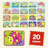 AMOSTING Steckspiel ab 2, Kinderspiele zum Lernen von Farben, Spielzeug ab 2 und 3 Jahre, 20 Bildvorlagen