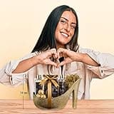 Accentra - Geschenkset Frauen Vanille-Mandelduft - Luxury Beauty Set mit Duschgel, Badesalz, Bodylotion, Scrub & Netzschwamm etc. – 9-Teiliges Bade Set für Frauen mit Glitzer Keramik-Stiletto