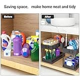 Puricon Unter Waschbecken Regal Spülschrank Organizer, 2 Etagen Standregal Küche Arbeitsplatte Regal Organizer, Mehrfunktional Küchenregal Gewürzregal Unterschrankregal Spülschrankregal -Schwarz