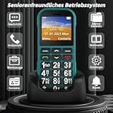 CHAKEYAKE 4G Seniorenhandy Mobiltelefon Ohne Vertrag mit Große Tasten,1800mAh Lange Standby Rentner Senioren Handy Großtastenhandy mit USB-C,SOS-Funktion,Taschenlampe,Ladestation-Dunkelgrün