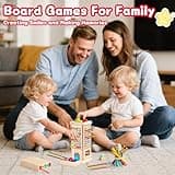 Akokie Montessori Spielzeug ab 3 Jahre Spiele ab 3 4 5 Jahren 3-IN-1 Brettspiele Lernspiele ab 4 Jahre mit 40 Holzstäbe, Aufbewahrungsbox Klassifizierung Farblernturm Kinderspiele Reisespiele Kinder