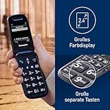 Panasonic KX-TU446EXG 2G Seniorenhandy ohne Vertrag (SOS-Notruftaste, Stoßfest, Sprachverstärker, große getrennte Tasten, große Schrift und Nummernanzeige, 2,4 Zoll Farbdisplay, Klapphandy, grau