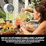 Shark FlexBreeze Ventilator Leise, Hybrid Ventilator Kabelgebunden & Kabellos, Tragbar, für Innen- und Außenbereich, UV- & Wasserbeständig, Ultraleistungsstark, Ultraleise, Weiß FA220EU